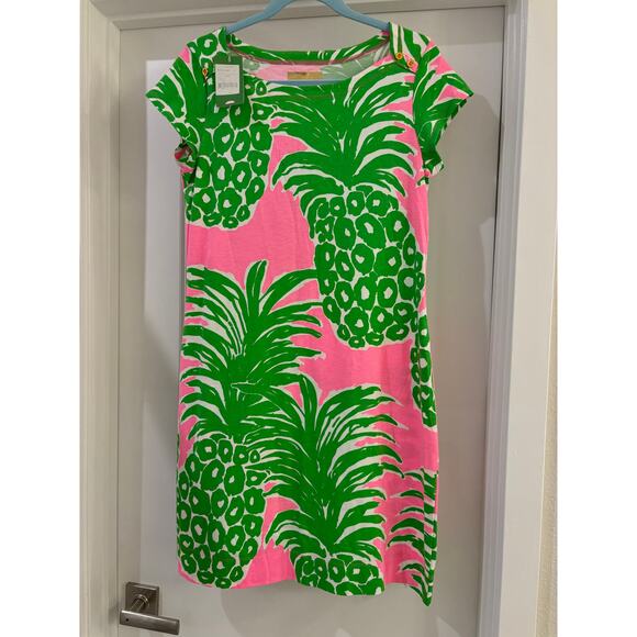 Lilly Pulitzer Loren Dress Pink Pout Flamenco Pineapple Size M NWT - Picture 1 of 4